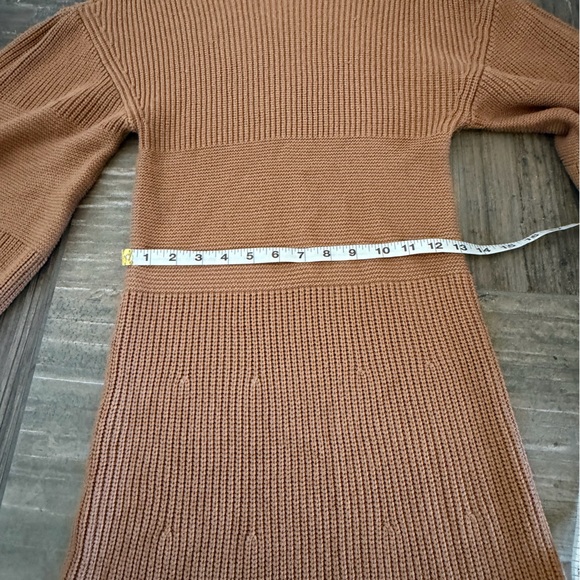 STAUD Marylebone Camel Long Sleeve Crewneck Knit Sweater Dress Size Large - Picture 11 of 11